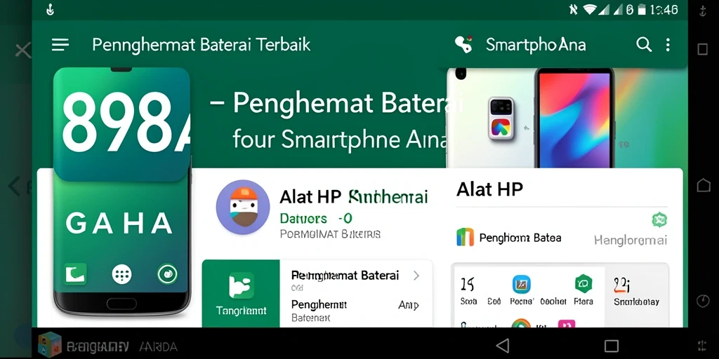Antarmuka aplikasi 898A yang menampilkan fitur penghemat baterai.