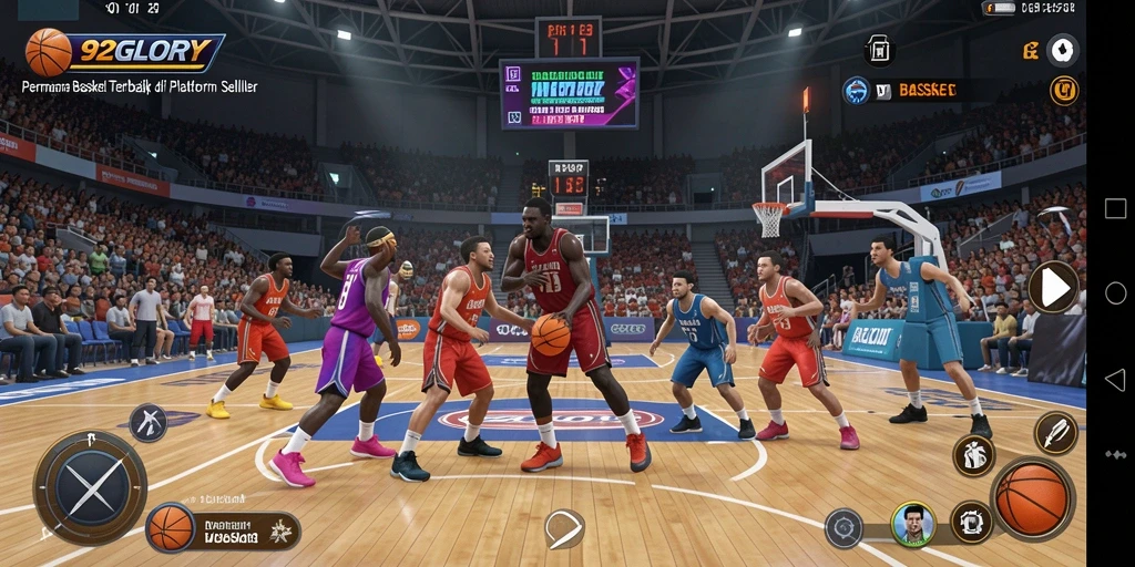 Tampilan antarmuka permainan basket 92GLORY dengan intuitif dan menarik.