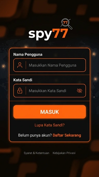 Tampilan halaman login spy77