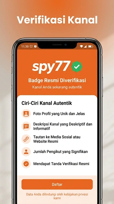 Tampilan kanal resmi spy77